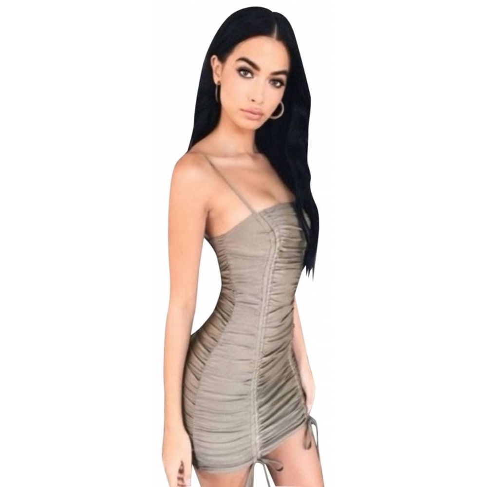 Tiger Mist Zion olive green dress scrunch cami bodycon mini - Picture 3 of 7